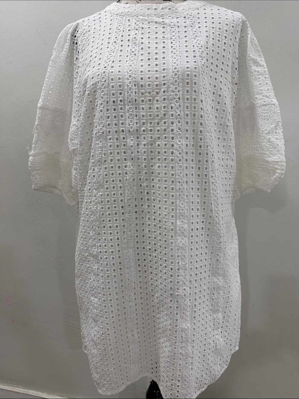 New York & Company White Linen Blend Top